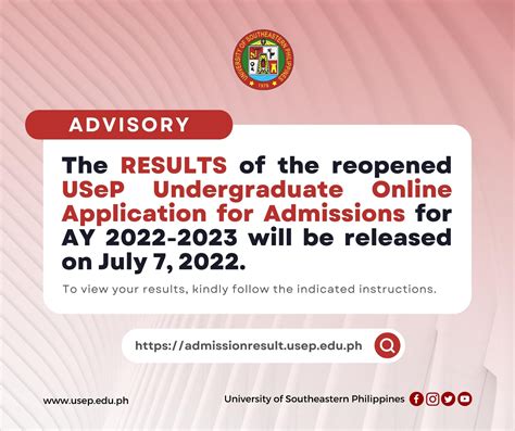 https://admissionresult.usep.edu.ph|[𝗔𝗗𝗩𝗜𝗦𝗢𝗥𝗬] The RESULTS of .